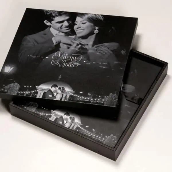 Caixa Foto Presente Amor em quadro personalizado, retrato de casal, presente de casamento, fotografia comemorativa.