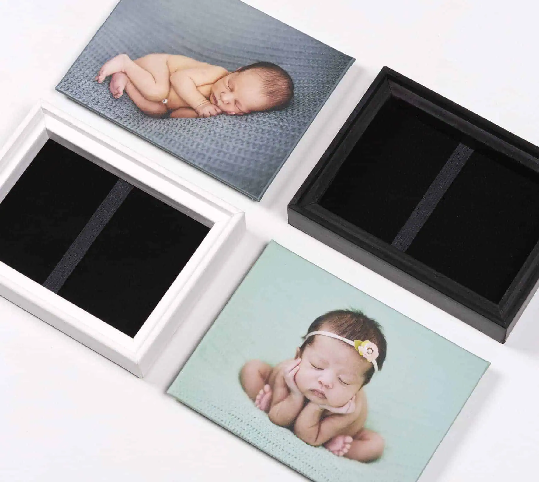 Retrato de bebê em quadro personalizado para decoração de fotos de recém-nascido.