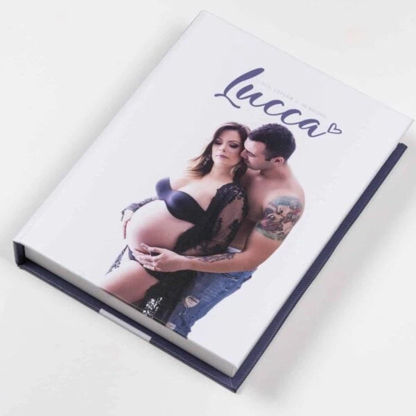 KIT PACK Foto de álbum de gestante personalizado com capa de casal, fotografia de maternidade e lembrança especial.