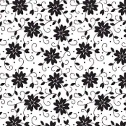 Padronagem floral preta e branca para design e moda.
