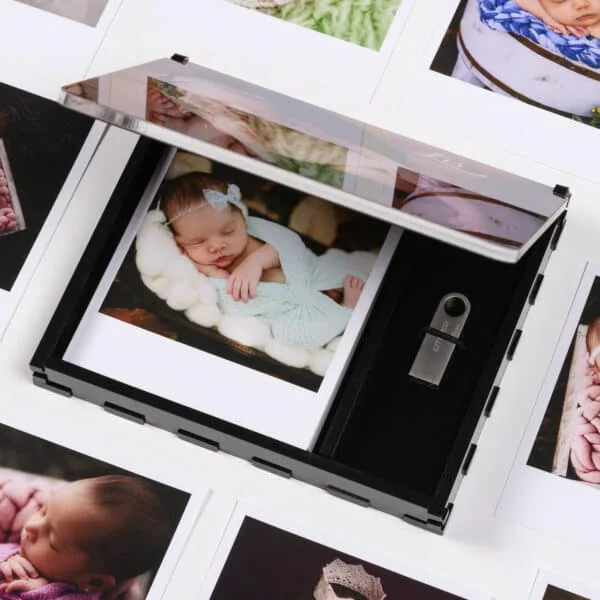 Box Acrilic Foto 6 1. Fotografia bebê recém-nascido em álbum de fotos personalizadas Fotoclub.