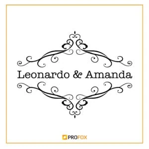 1. Alça de decoração floral com nomes Leonardo e Amanda em estilo elegante.