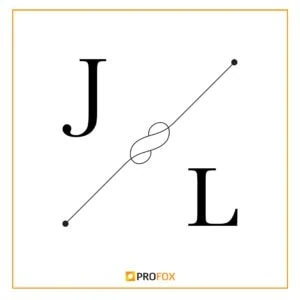 Fotoclub, foto artística abstrata com letras J e L e linha contínua, conceito criativo de fotografia e arte visual.