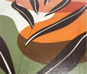 Detalhes de arte abstrata com linhas e cores vibrantes.