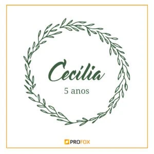 C artaz de aniversário para 5 anos com design de folhas verdes e estilo elegante, ideal para celebrações infantis.
