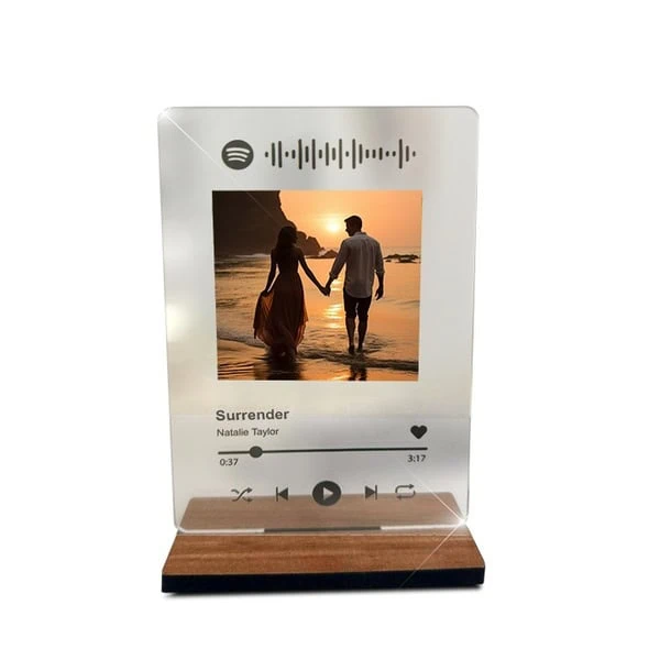 Spotify Amor e pôr do sol em fotolumino em vidro, decoração moderna e personalizada.